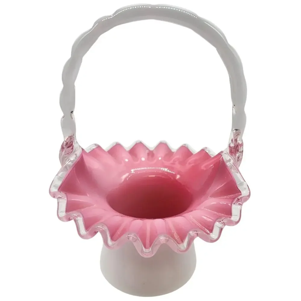 VINTAGE FENTON PEACH CREST BASKET
